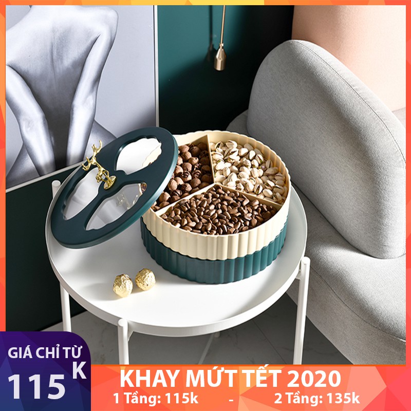 Khay Mứt Tết - Hộp Mứt Tết - Hộp Đựng Mứt 2 Tầng Cao Cấp, Sang Trọng, Hiện Đại Phong Cách Châu Âu