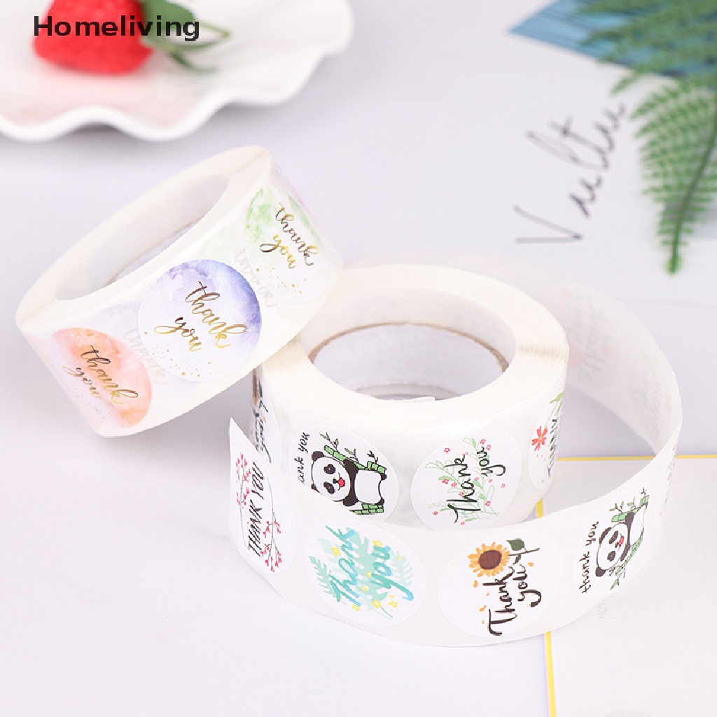 Cuộn 500 Nhãn Dán Tròn In Chữ Thank You Dùng Trang Trí Quà Tặng