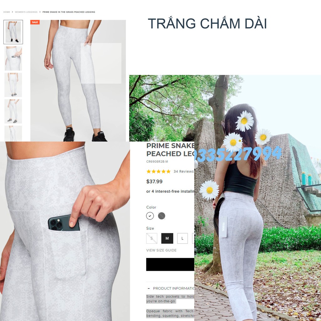 Quần tập yoga gym nữ legging cạp cao nâng mông hãng Rbx xuất dư có túi