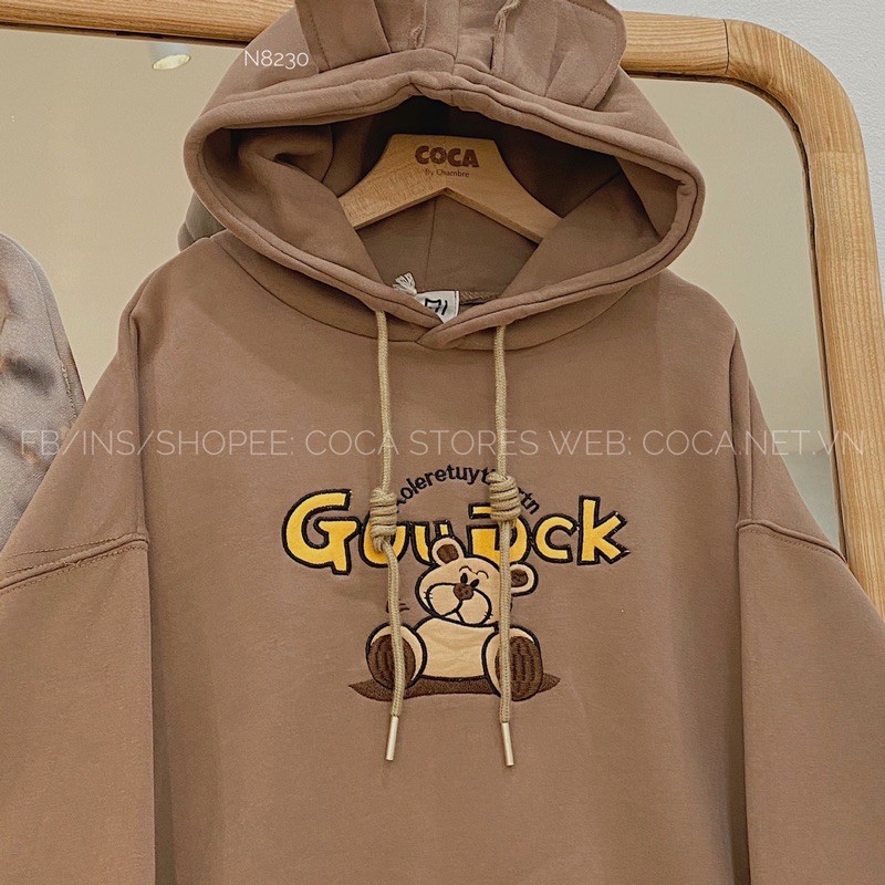 [N8230]🐻 Áo HOODIE nỉ bông mũ tai gấu GUUDUCK (Có sẵn/ảnh thật)