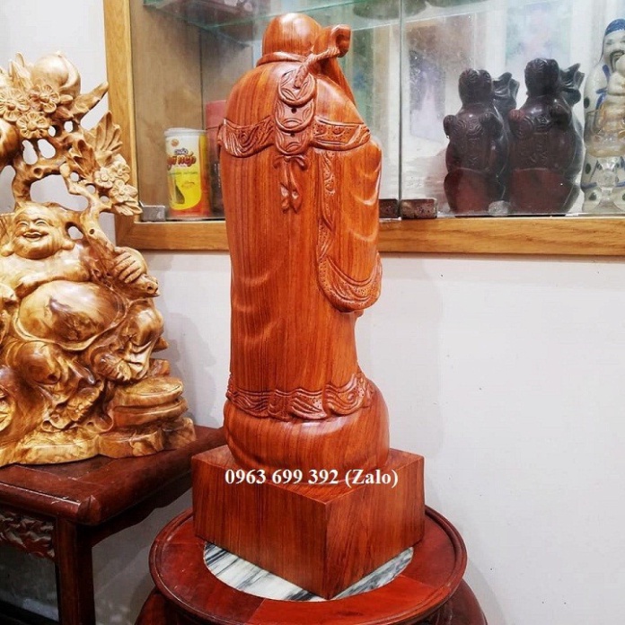 Tượng phật di lặc chúc phúc bằng gỗ hương cao 50cm