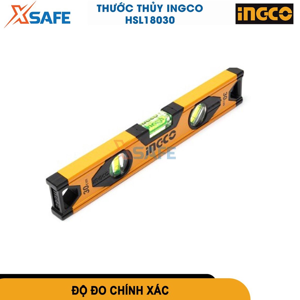 Thước thủy 30-100cm INGCO HSL18030 làm bằng nhôm, dùng để để đo đạc độ nghiêng, góc nghiêng [chính hãng][xsafe]