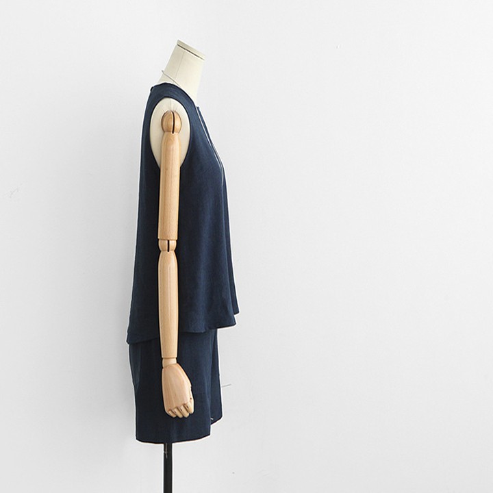 Set áo khoét nách quần sooc cạp chun Jooen vải đũi xước co dãn phong cách Hàn Quốc cao cấp 3 màu đủ size 40-60 Kg | BigBuy360 - bigbuy360.vn