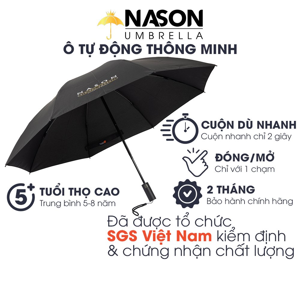 Ô tự động thông minh Ô đi mưa Nason Umbrella phiên bản V3 chống gió cấp 6, tối ưu hóa khả năng chắn nước