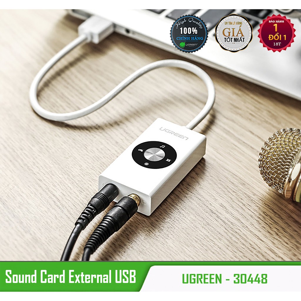 Cáp USB 2.0 Ra Mic &amp; Audio Hỗ Trợ Model Control Cao Cấp UGREEN