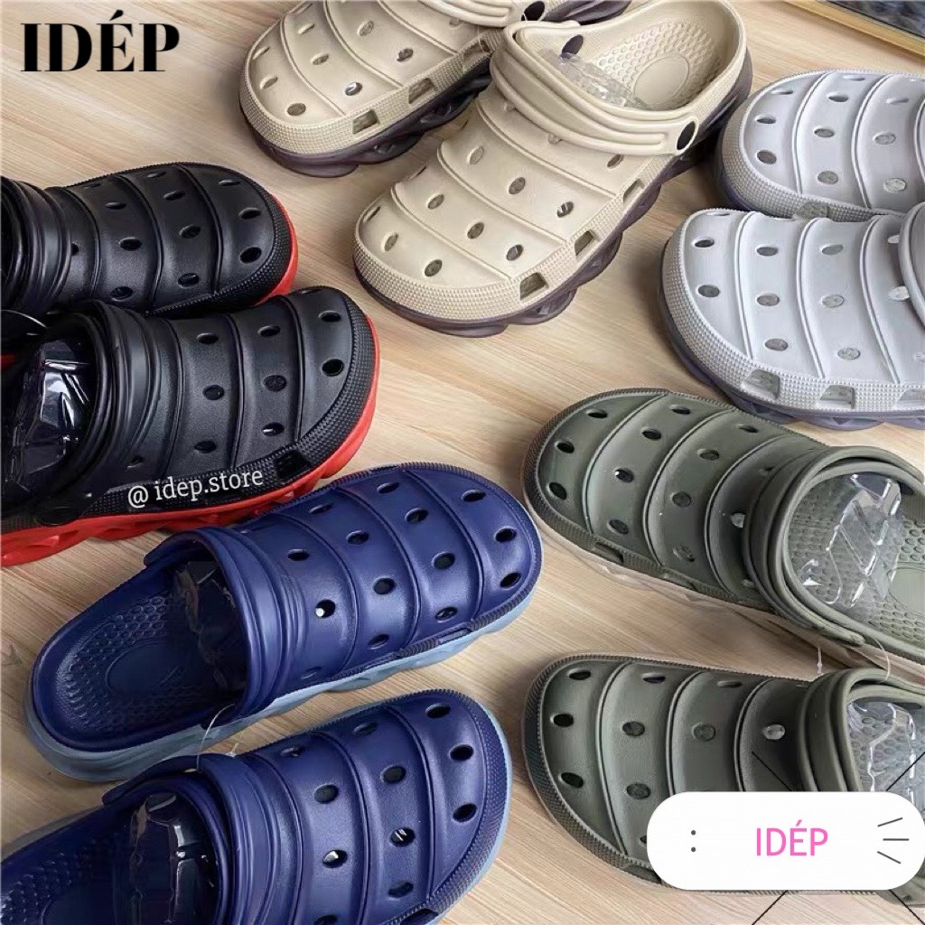 Dép Crocs -Giày sục lười lỗ siêu nhẹ nam đế gợn sóng cao 3cm đi mưa siêu bền iDÉP - SL016