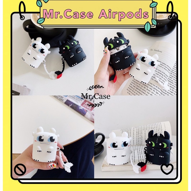 Case Airpods 1/2 Pro Vỏ Ốp Đựng Tai Nghe Rồng Răng Súng Trắng Và Đen - Mr.Case