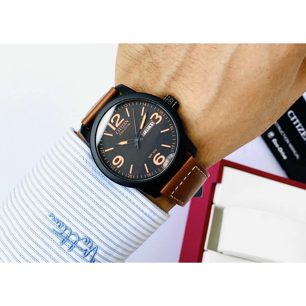 Đồng hồ nam Citizen BM8475-26E, kính cứng, máy ecodrive, 42mm dây da