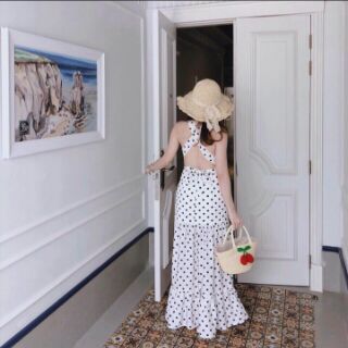 Đầm maxi bi trắng so xinh