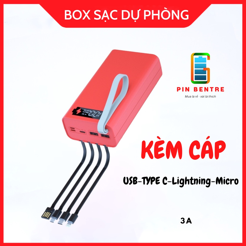 Box sạc dự phòng 12 Pin kèm Cáp Sạc Nhanh 3A