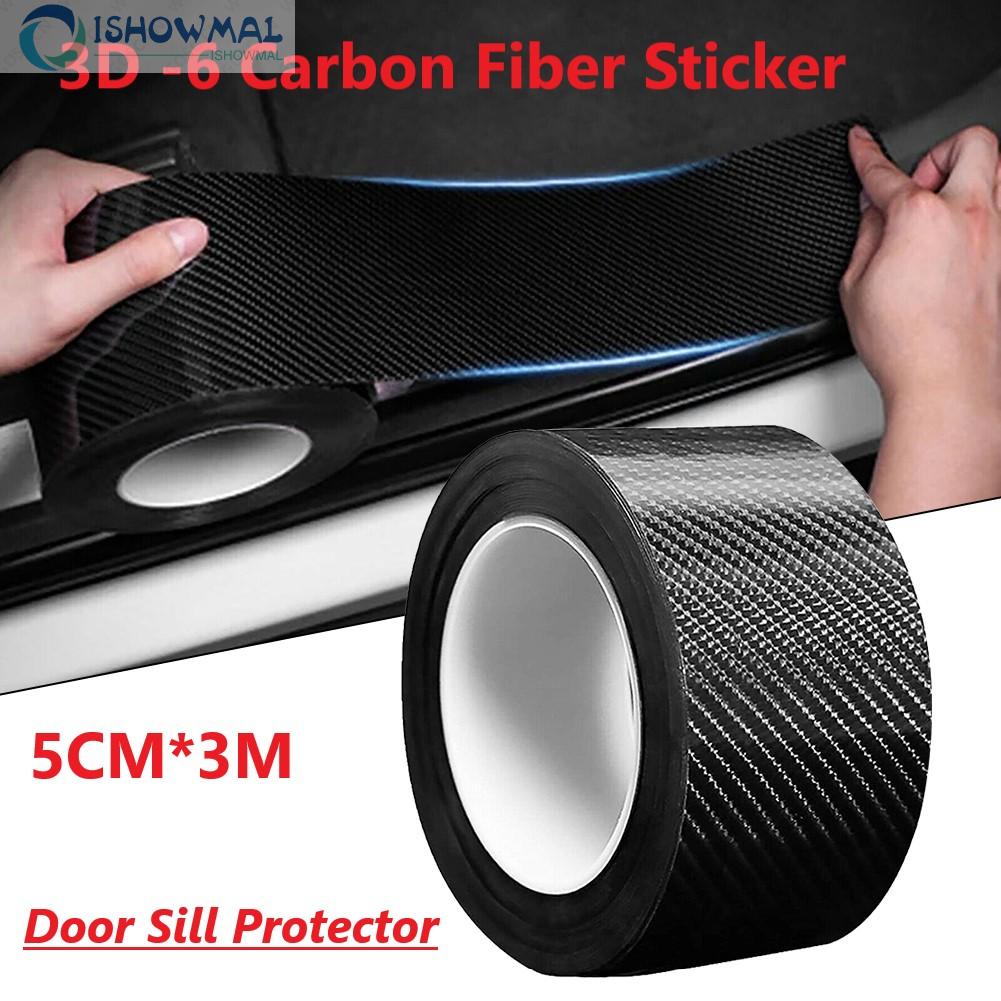 Miếng Dán Cao Su Sợi Cacbon Bảo Vệ Mép Cửa Xe Hơi 5CM * 3M Bảo vệ cái thân cạnh xe tạo ảnh bảo vệ vẽ tự động Hình dán răng