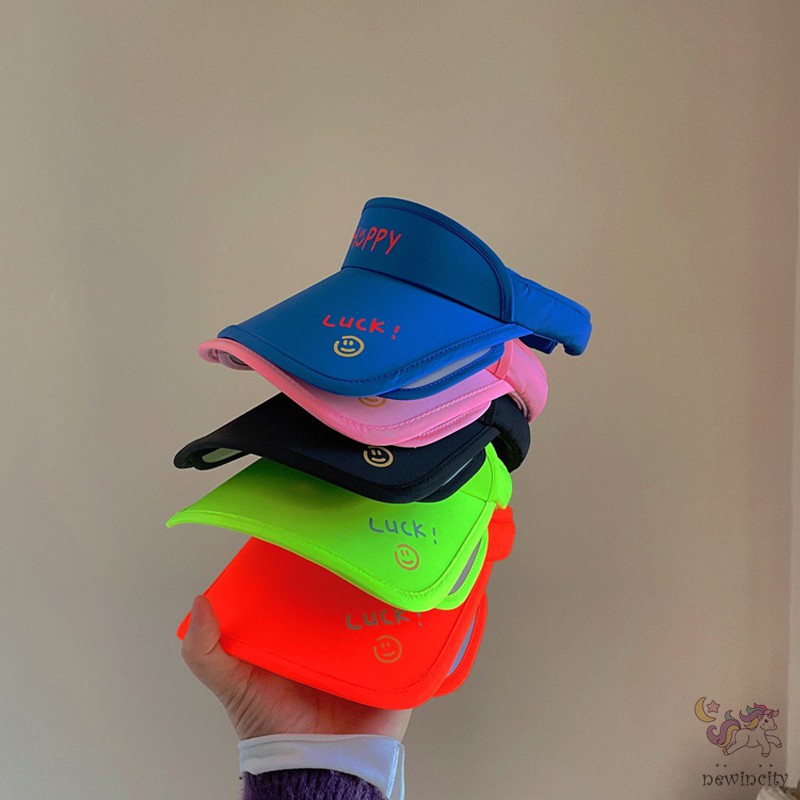 Mũ lưỡi trai che nắng không chóp màu sắc huỳnh quang phong cách mùa hè cho trẻ em