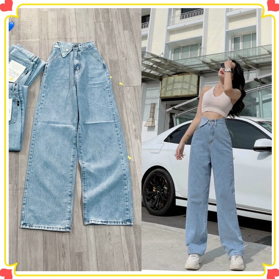 Quần Jean Nữ Ống Rộng Cạp Cao, Quần Jean Suông Mẫu Mới 2022, Chất Jean mềm Đẹp - Jeans Fashion93