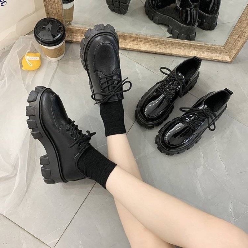 HÀNG ORDER GIÀY BỐT/BOOTS NỮ CỔ NGẮN THẤP ĐẾ BÁNH MÌ CAO 5 PHÂN - GIẦY DA BUỘC THẮT DÂY PHONG CÁCH CÁ TÍNH 5CM