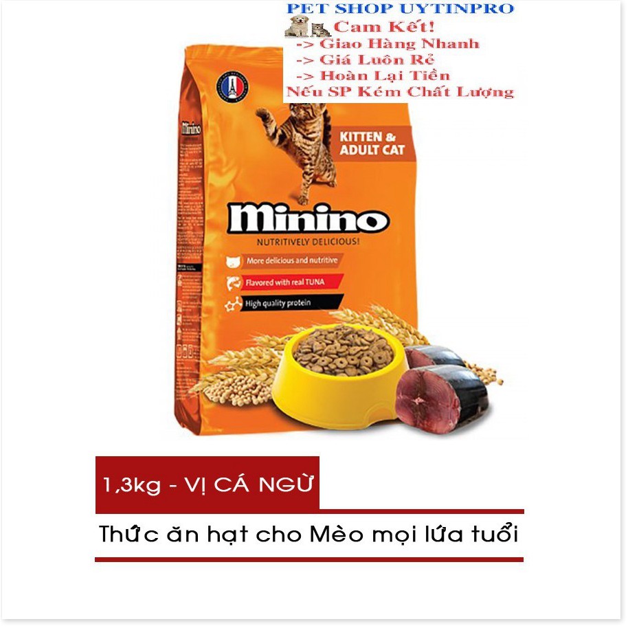 [Mã giảm giá] THỨC ĂN CHO MÈO Minino dạng hạt Gói 1.3kg thương hiệu pháp