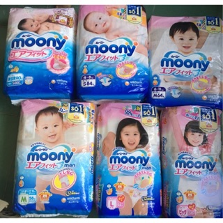 Bỉm moony nhật nb90,s84, m64, l54