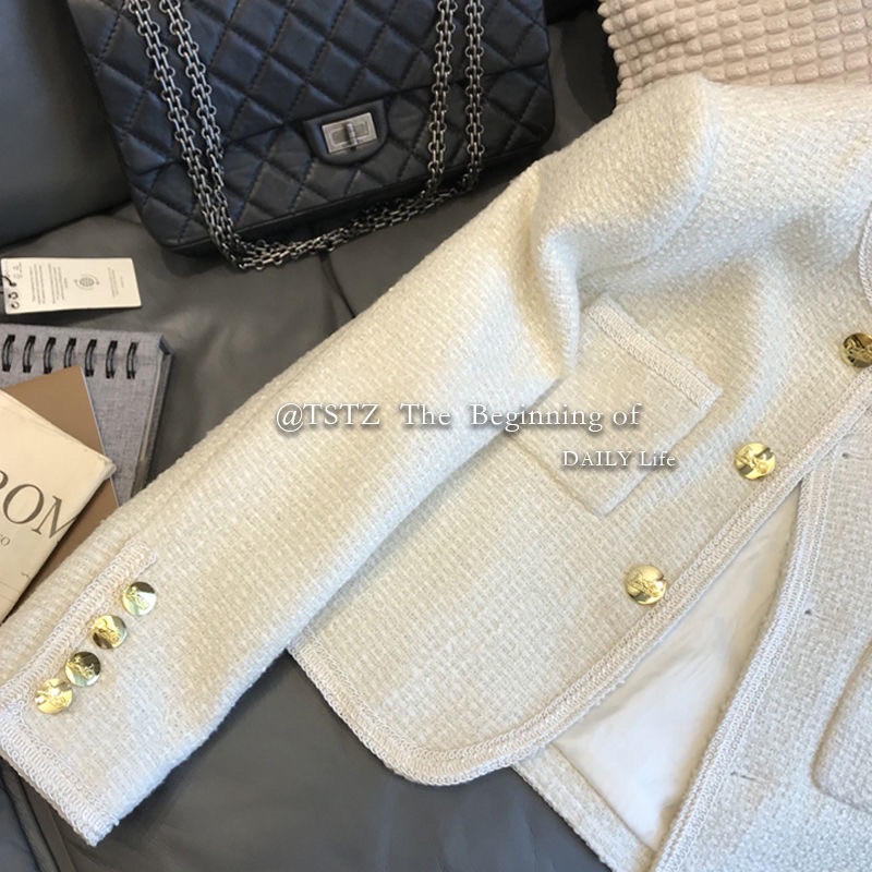 Áo khoác dạ tweed có đệm vai SẴN phong cách Hàn Quốc