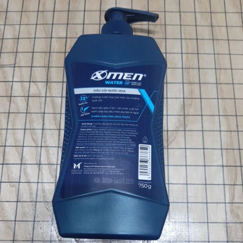 Dầu Gội XMen Nước hoa Water 750g và Sữa Tắm X-Men Nước hoa Water 750g