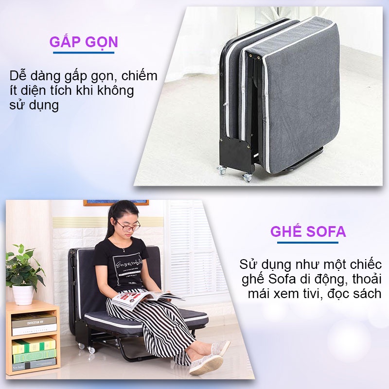 [Mã BMBAU300 giảm 7% đơn 499K] Giường gấp ba khúc NIKITA GB3110 rộng 110cm màu XÁM xanh