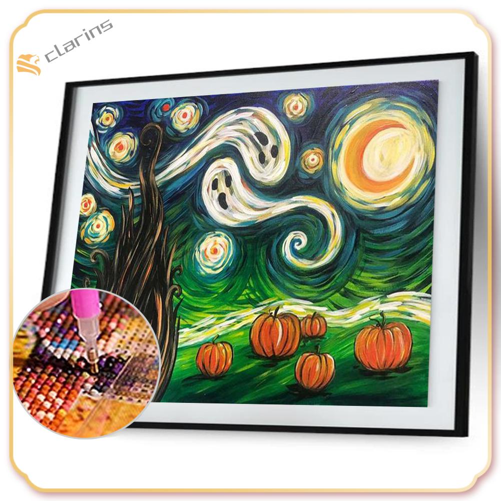 clarins 5D DIY Halloween Night Full Round Drill Diamond Painting Kit Mosaic Art