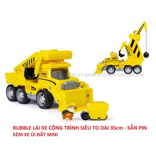 BỘ Rubble lái xe công trình siêu to KÈM xe nhỏ - CÓ PIN - Xe có đèn và phát thanh - Những chú chó cứu hộ Paw Patrol