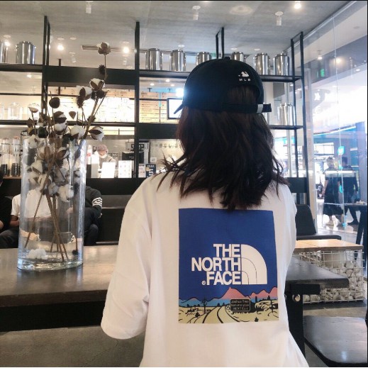 Áo Thun Cotton Ngắn Tay Dáng Rộng In Chữ THE NORTH FACE Cá Tính Cho Nam Nữ