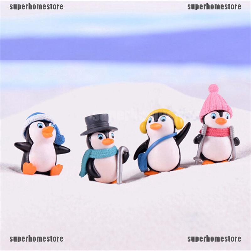 4 mô hình chim cánh cụt trên mùa đông dùng trang trí khu vườn