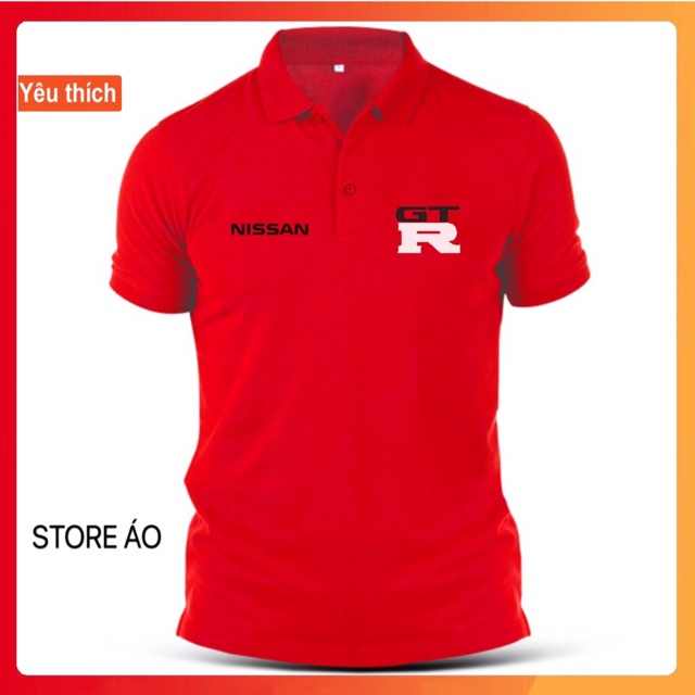 Áo thun xe hơi  polo tay ngắn in logo xe nissan