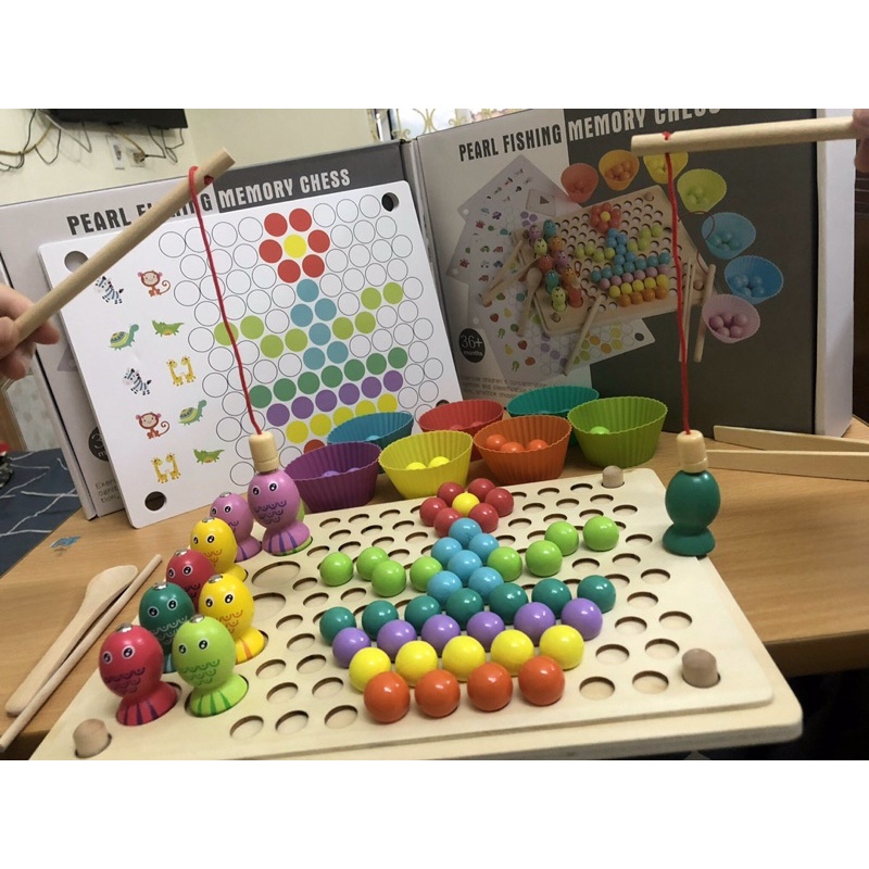 Đồ chơi thông minh Montessori gắp hạt kèm bát kích thích sáng tạo, đồ chơi phát triển trí tuệ.
