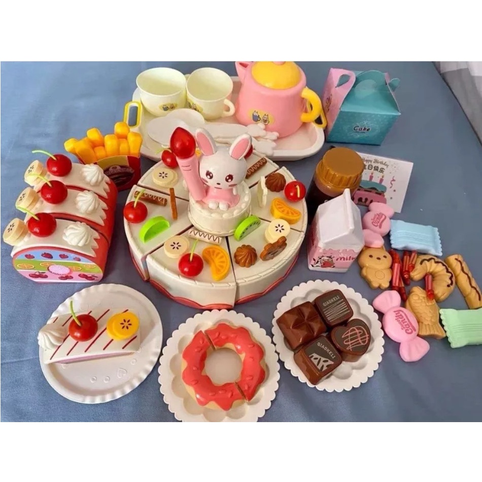 Đồ chơi cắt bánh sinh nhật 85 chi tiết có đèn và nhạc  loại 1 cao cấp