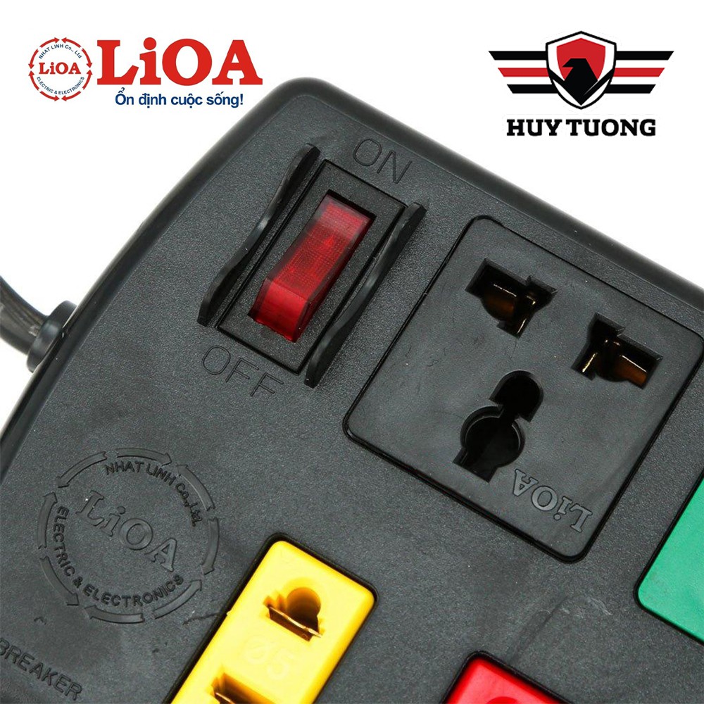 Ổ cắm điện LIOA chính hãng có công tắc, chịu được nhiệt cao về điện kèm dây dài 3m/5m 1000W - Huy Tưởng