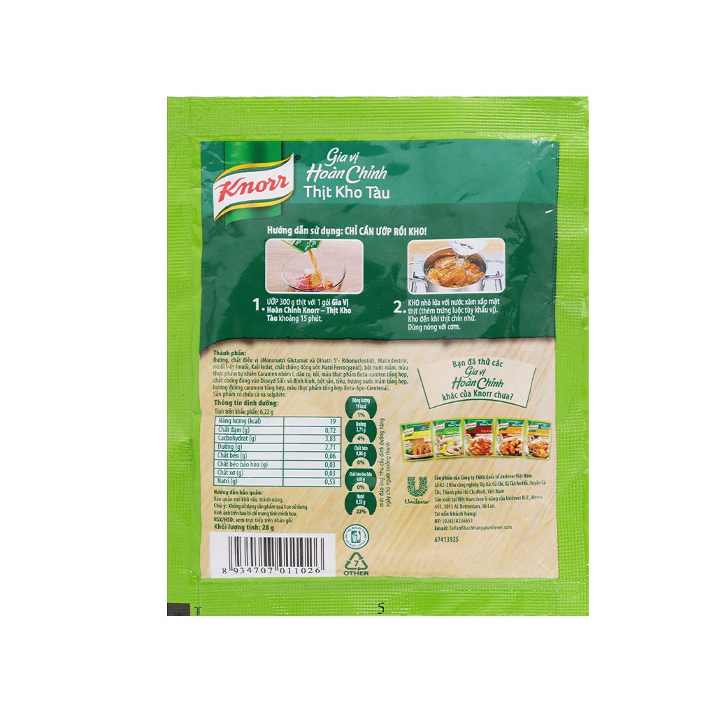 Gia Vị Hoàn Chỉnh Knorr Thịt Kho tàu 28G