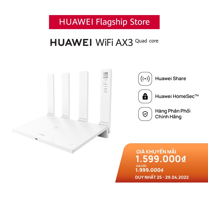 Bộ Định Tuyến HUAWEI Wifi AX3 Pro (CPU 4 Nhân) | 3000 Mbps | Huawei Share