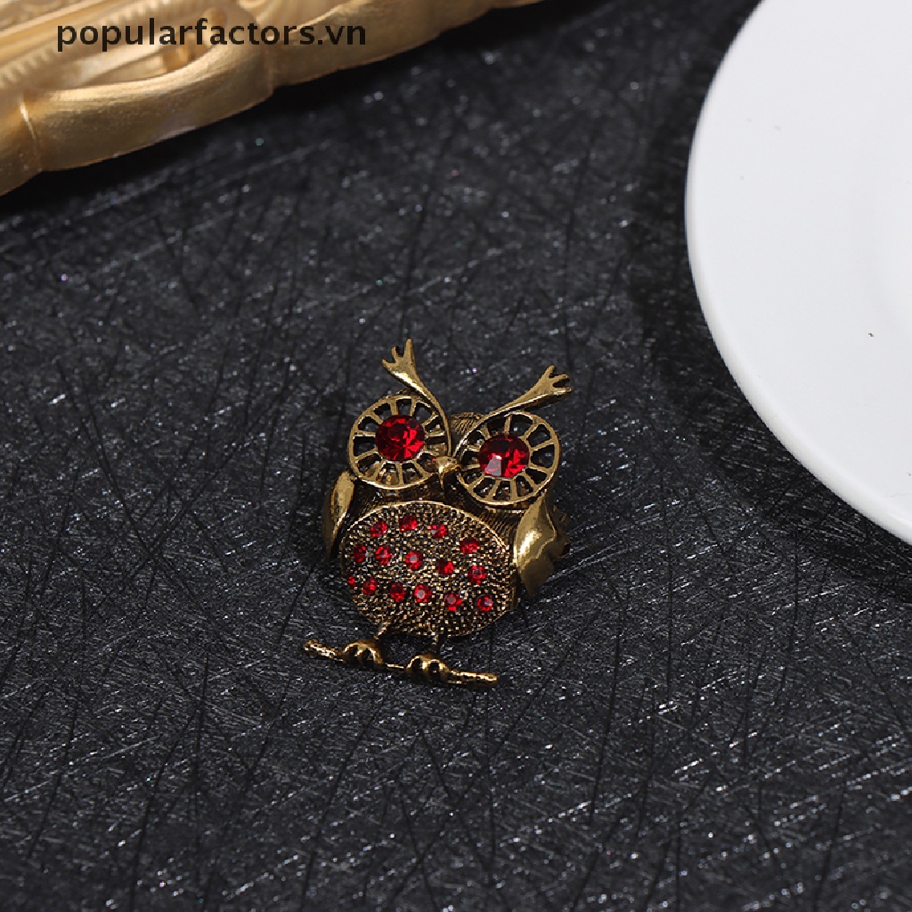 Ghim cài áo hình cú mèo đính đá sang trọng thời trang