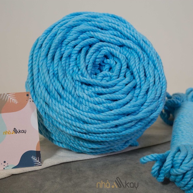 500 gram Dây thừng màu XANH DA TRỜI macrame 5mm 3 xoắn