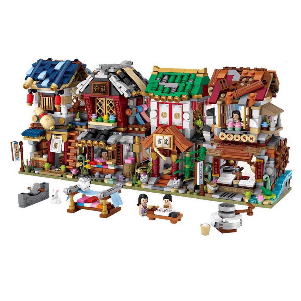 Bộ đồ chơi lắp ghép mô hình cửa hàng đường phố phong cách Nhật Bản 1733-1736