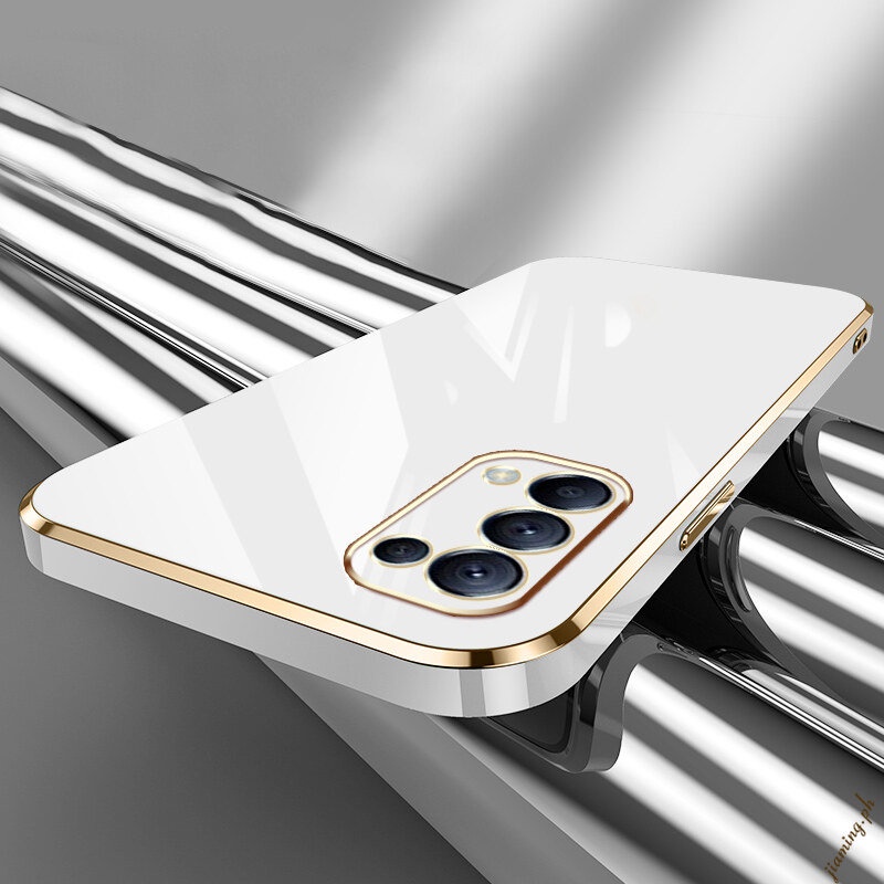 Ốp Điện Thoại Silicon Mềm Viền Thẳng 6D Chất Lượng Cao Có Dây Đeo Cho OPPO Reno 5 5G Reno5 4G Sự Bảo Vệ