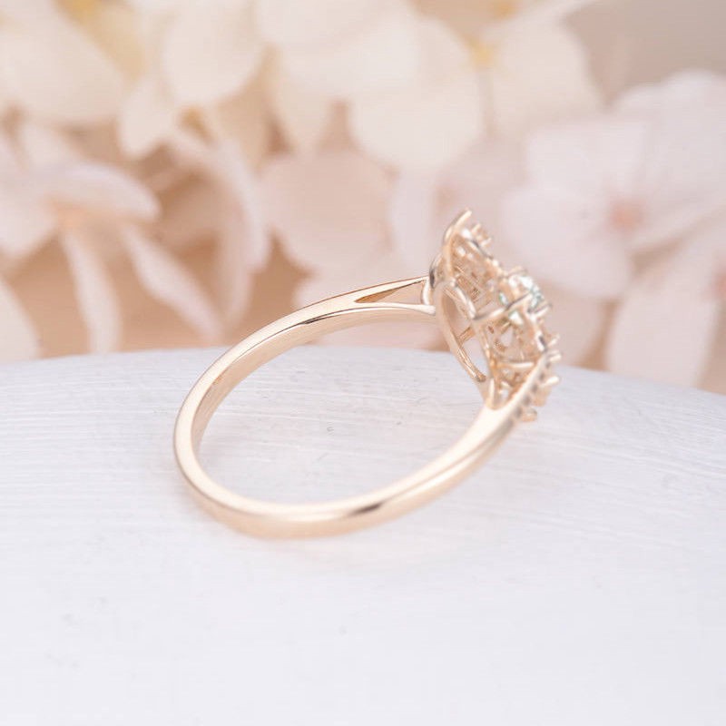 European And American-Style 18 K Gold-Plated Diamond-Set Flower Wedding Ring Women's 925 Silver-Plated Jewelry