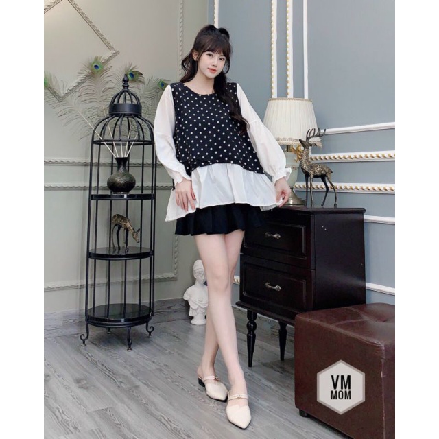 Áo bầu thu tay dài chấm BC