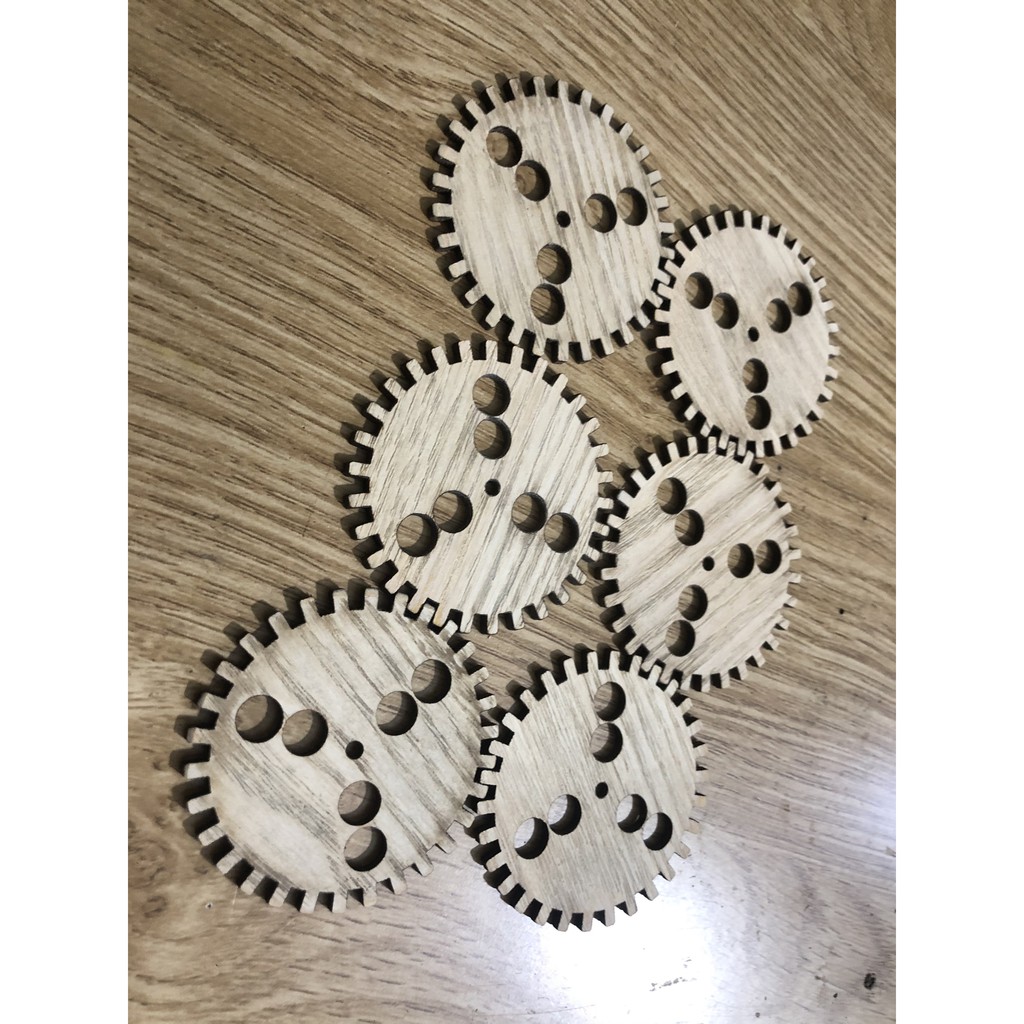 Combo 6 Bánh Răng Bằng Gỗ Hình Răng Cưa Dùng Để Trang Trí, Phụ Kiện Làm Bảng Bận Rộn BusyBoard Mẫu 3
