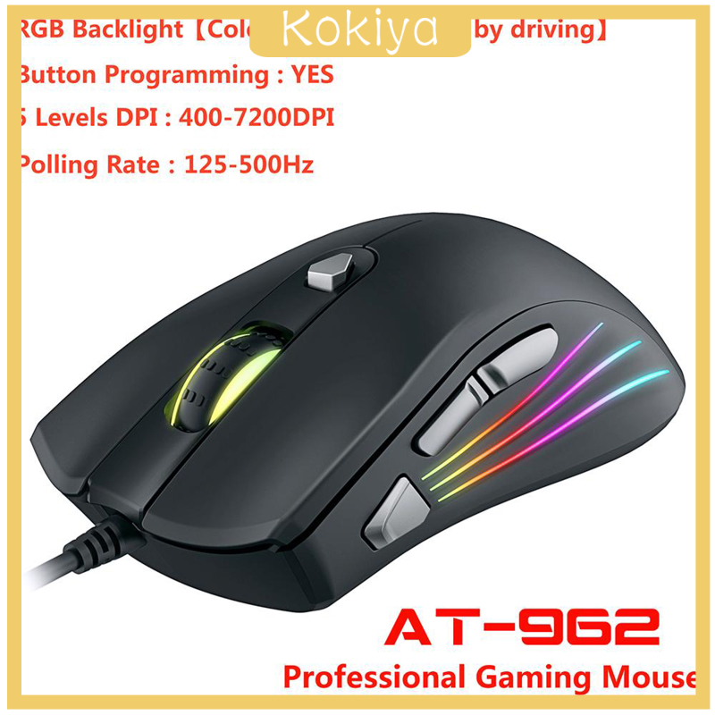 [KOKIYA]Computer Gaming Mouse 7 Button 7200 DPI Game Mice RGB Backlit for PC Laptop