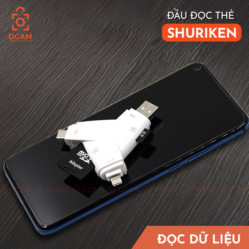 Đầu đọc thẻ nhớ đa năng SHURIKEN - đọc thẻ SD, microSD cho Iphone, Android, Laptop - Chính hãng Iflash Device