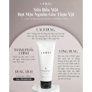 Sữa rửa mặt Lanci Whitening Deep Clean 100ml