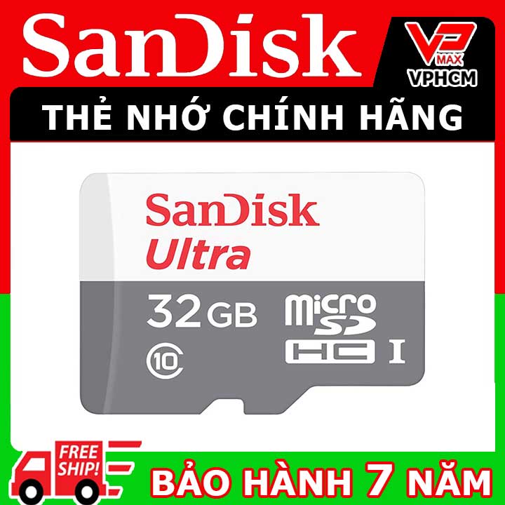 Thẻ nhớ Micro SD Kingston Sandisk 32gb 64Gb  tốc độ 100Mb/s bảo hành 7 năm chính hãng