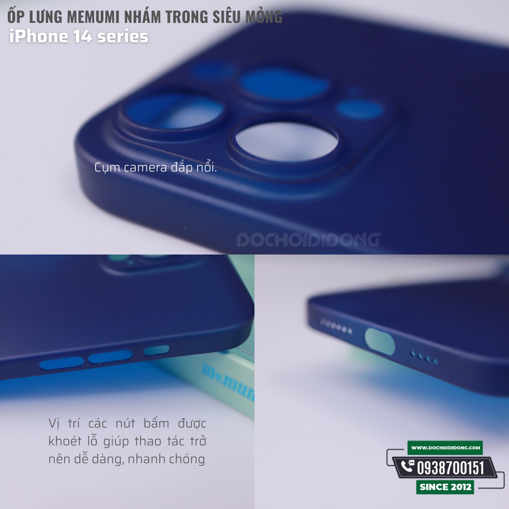 Ốp lưng cho iPhone 14 - 14 Plus - 14 Pro - 14 Pro Max Memumi nhám trong siêu mỏng