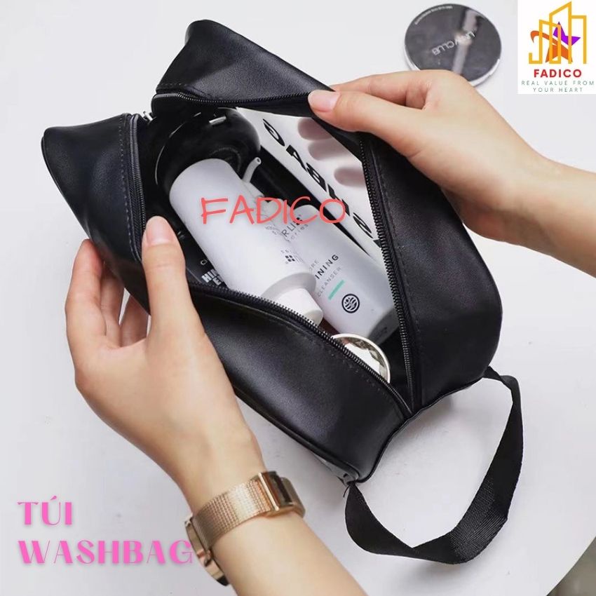 [HCM]Túi đựng mỹ phẩm Washbag có quai xách màu trong suốt,phù hợp du lịch,đi chơi,đựng vật dụng cá nhân-FADICO