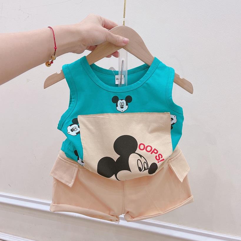 ÁO BA LỖ CHO BÉ TRAI BÉ GÁI CHẤT COTTON IN HÌNH CHUỘT MICKEY