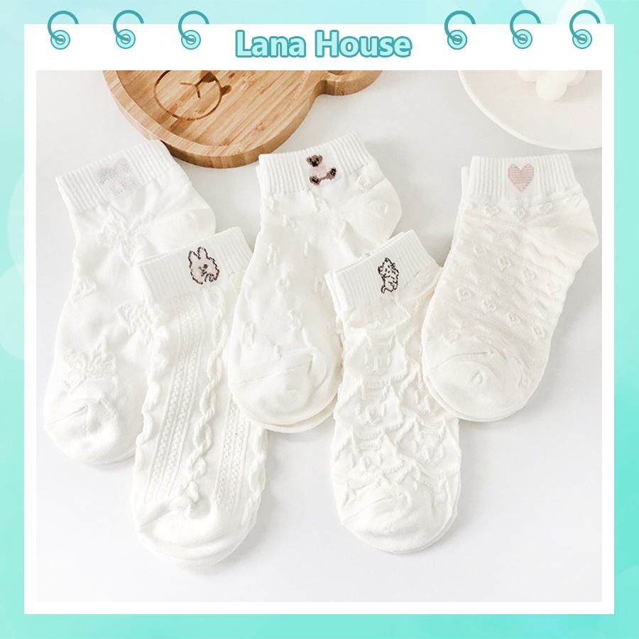 Tất nữ cổ ngắn dễ thương phong cách Hàn Quốc cute chất liệu cotton thoáng mát cho mùa hè TATT10