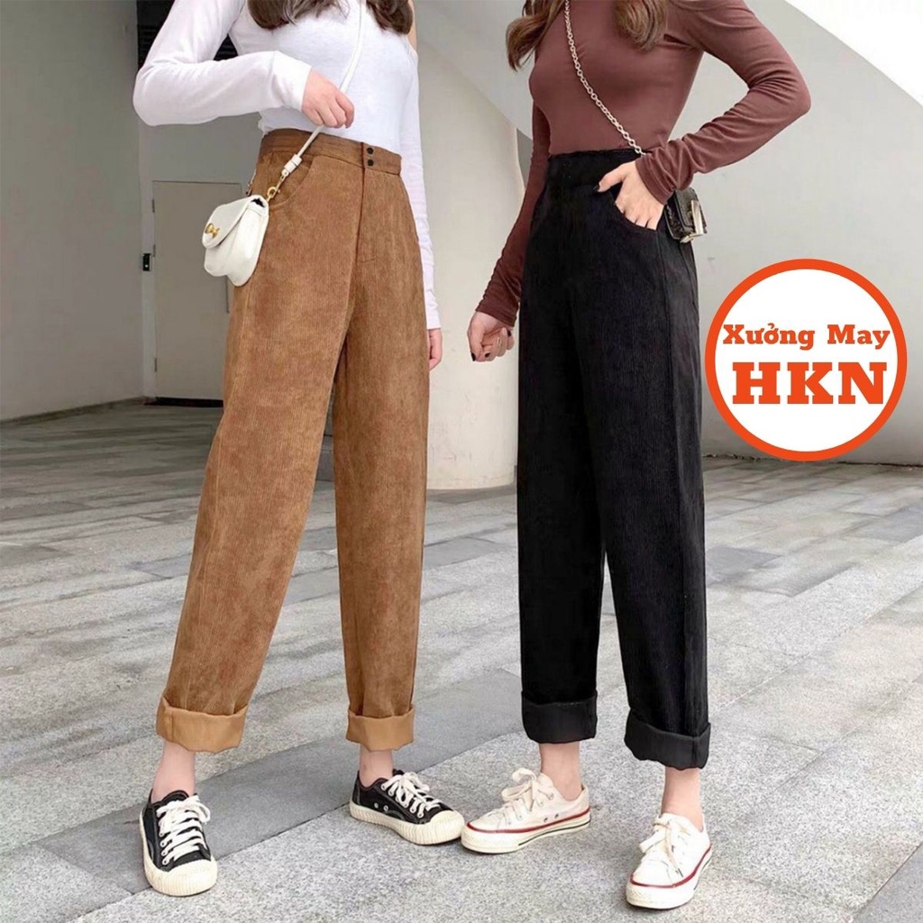 Quần Baggy Nữ Chất Nhung Cài Cúc Mã 846 Xưởng May HKN