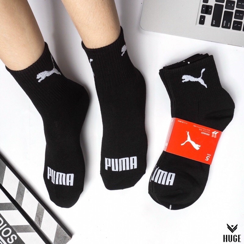Sét 5 đôi tất nam cổ cao puma hàng VNXK 2 màu ghi và đen